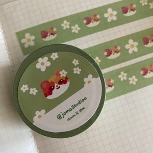 Washi Tape with Cute Daisy Mochi Cat Design | Planner and Journal Stationary | Matte Finish