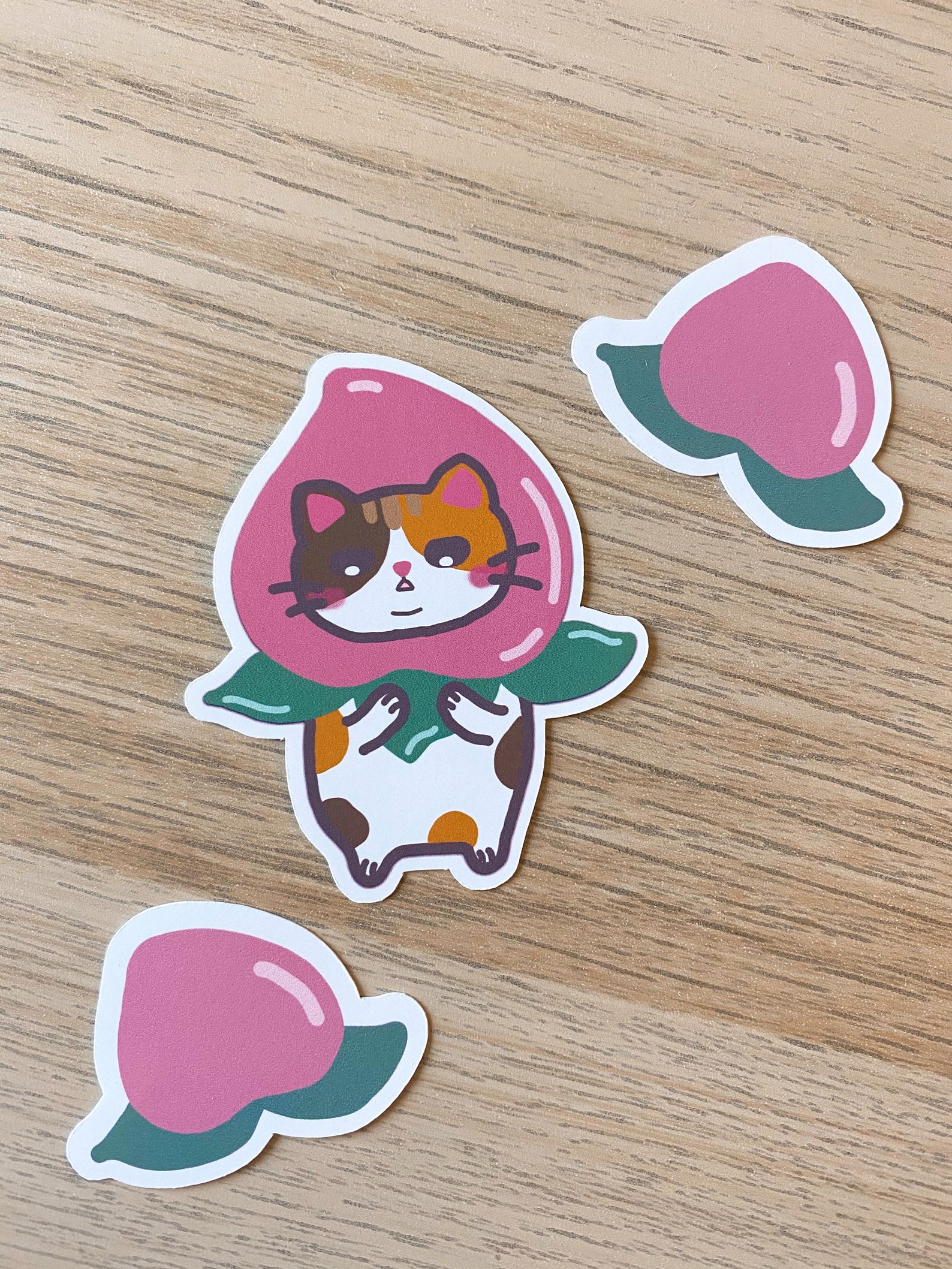 Cute Cat Stickers L Peach Mochi Cat L Kawaii Die Cut Cat - Etsy