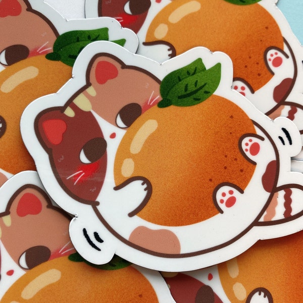 Kawaii Mochi Cat Mandarin Magnet | Cute Fruit Cat Magnet | Fridge and Car Decorations