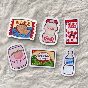 Lindo paquete de pegatinas de bocadillos asiáticos kawaii / Pegatinas para computadora portátil troqueladas hechas a mano, pegatinas bujo / Pegatinas decorativas / Vinilo, ¡mate, brillante o transparente!