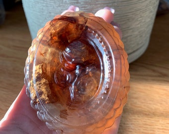 Homemade oval Rose soap bar with dried roses