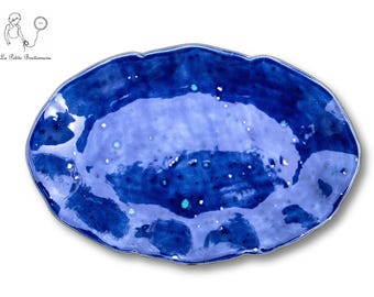 2 serving plates - Small blue ceramic dishes - Handcrafted / Ceramic plate - Blue