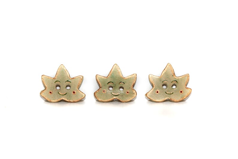 3 buttons ceramic sheets P/'tits cute leaves 3 ceramic buttons