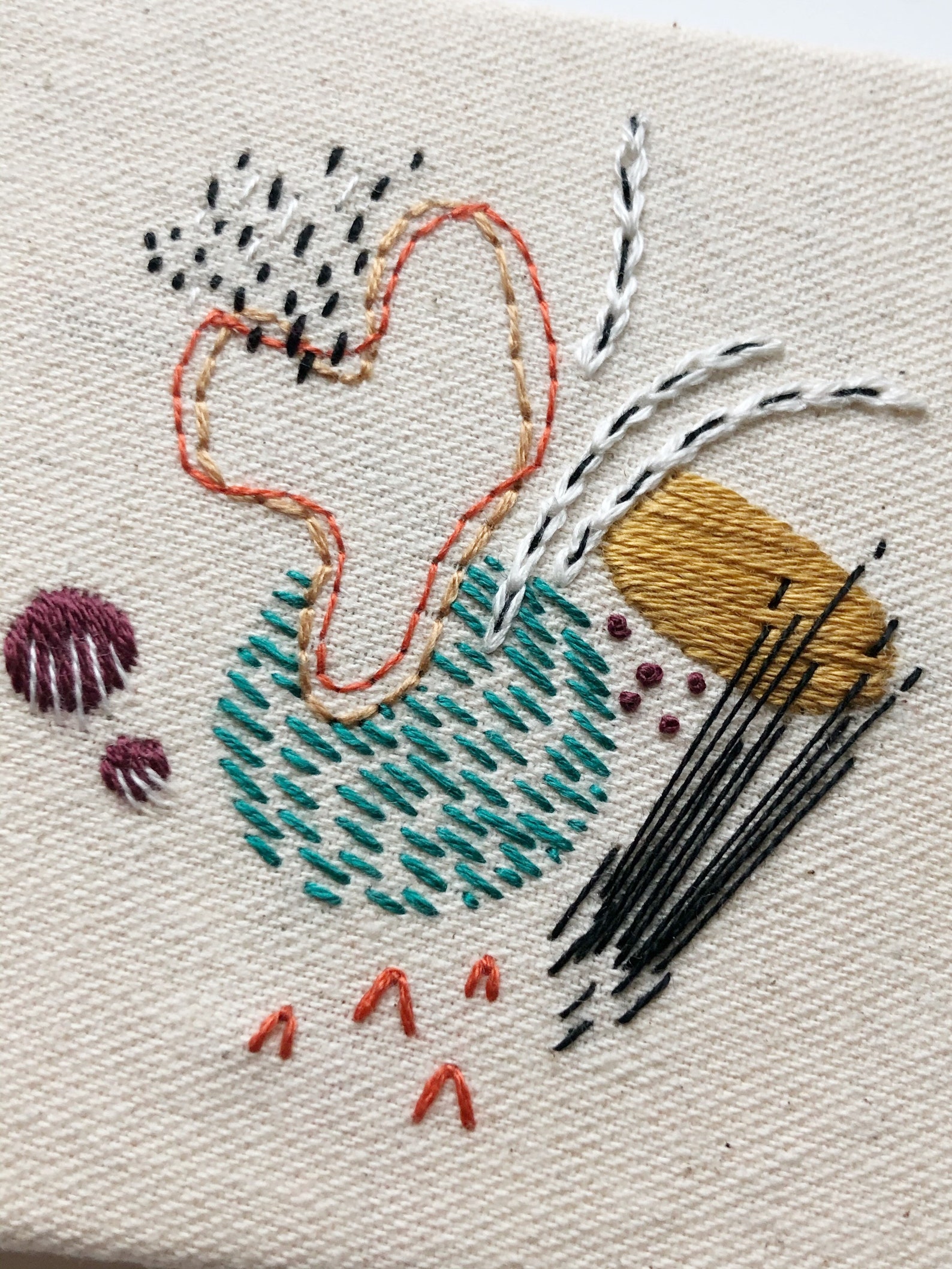 Abstract Embroidery Embroidered Canvas Art Interior Design Etsy