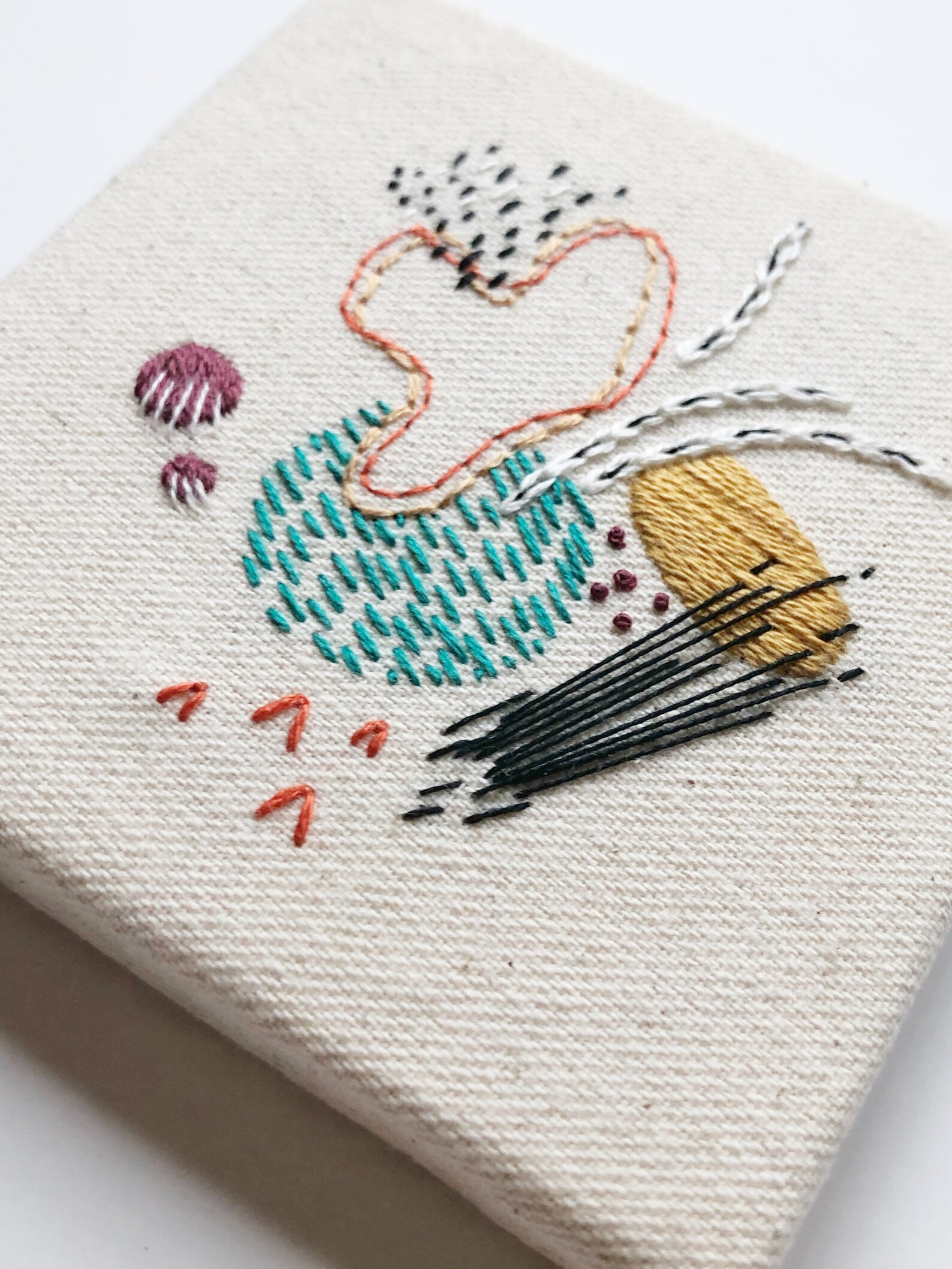 Abstract Embroidery Embroidered Canvas Art Interior Design Etsy