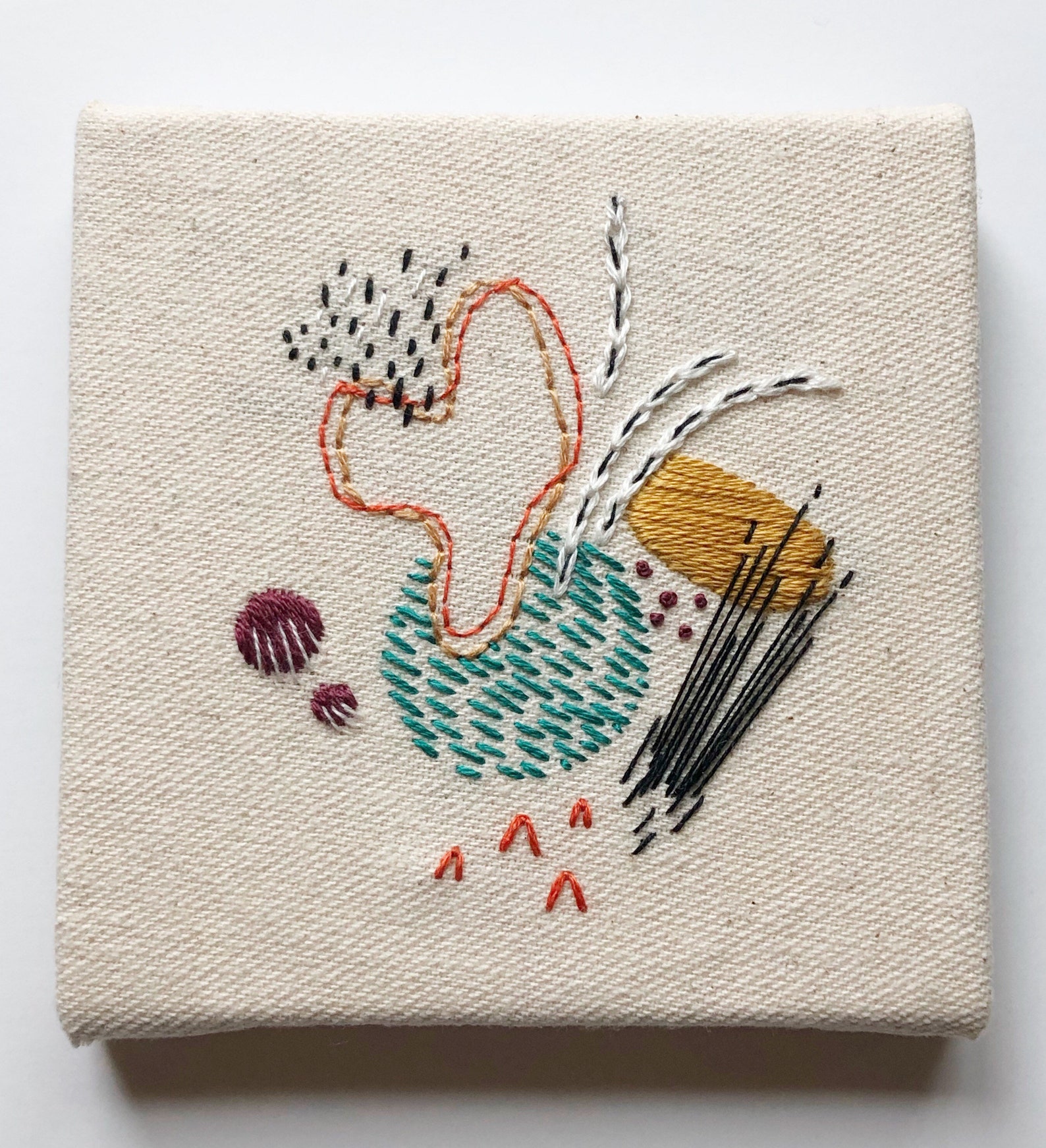 Abstract Embroidery Embroidered Canvas Art Interior Design Etsy