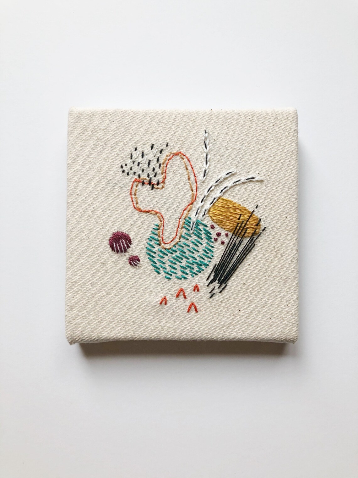 Abstract Embroidery Embroidered Canvas Art Interior Design Etsy