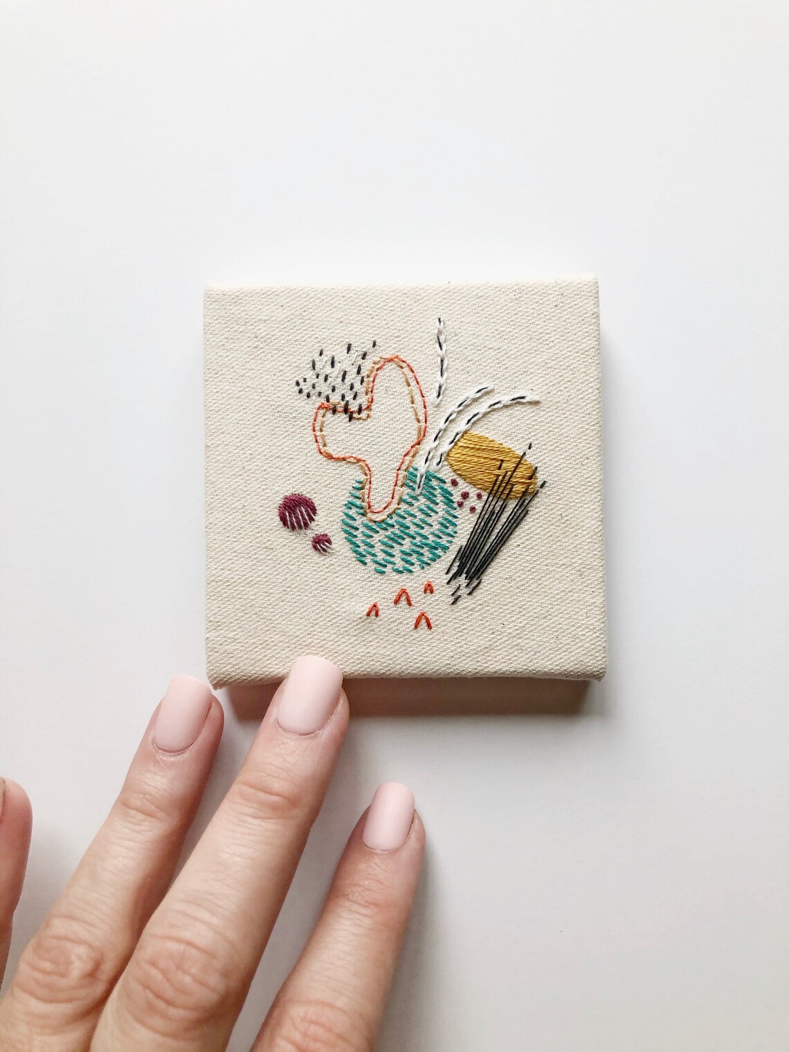 Abstract Embroidery Embroidered Canvas Art Interior Design Etsy