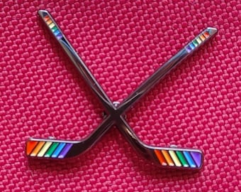 Rainbow Hockey Sticks Pin Inspired by Heated Rivalry Shane Ilya Hollanov