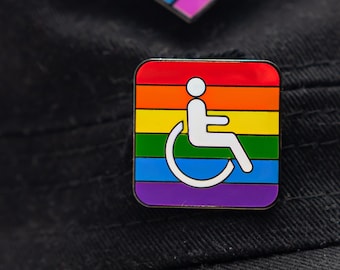 Rainbow Disabled Pride Enamel Pin, International Symbol of Access