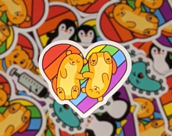 Otters Pride Animal Collection Vinyl Sticker Rainbow LGBTQ Gift For Him/Her Subtle