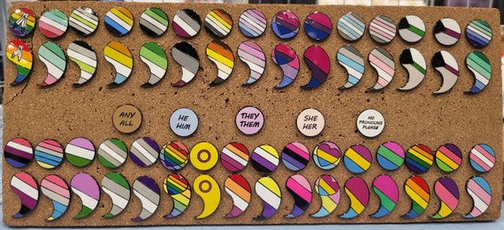Customizable Pride Semicolon Pin LGBT Gay Bi Lesbian Trans Mental Health Awareness Suicide Prevention Survival Personalizable
