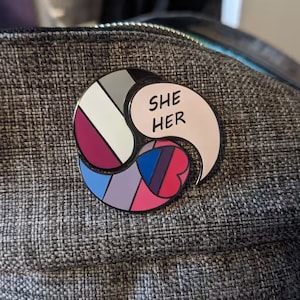 Customizable Pride 2-Pin Set UPDATED LGBT Gay Bi Lesbian Trans Ace Nonbinary ENBY Genderfluid Pan Pronoun Personalizable Rainbow Wedding image 7