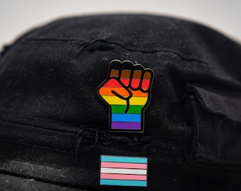 LGBT Pride Raised Fist Enamel Pin Badge - Solidarity Power