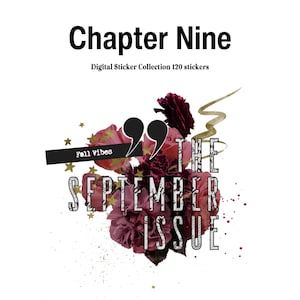 September Digital Journal Stickers: Chapter Nine, Goodnotes, Noteful (120 PNGs)