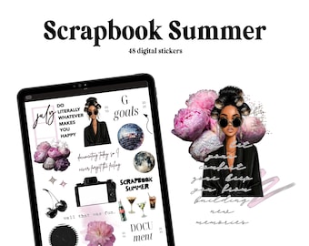 Scrapbook Summer | Goodnotes and Noteful Precropped Stickers | Digital Planner Stickers | Individual PNGs