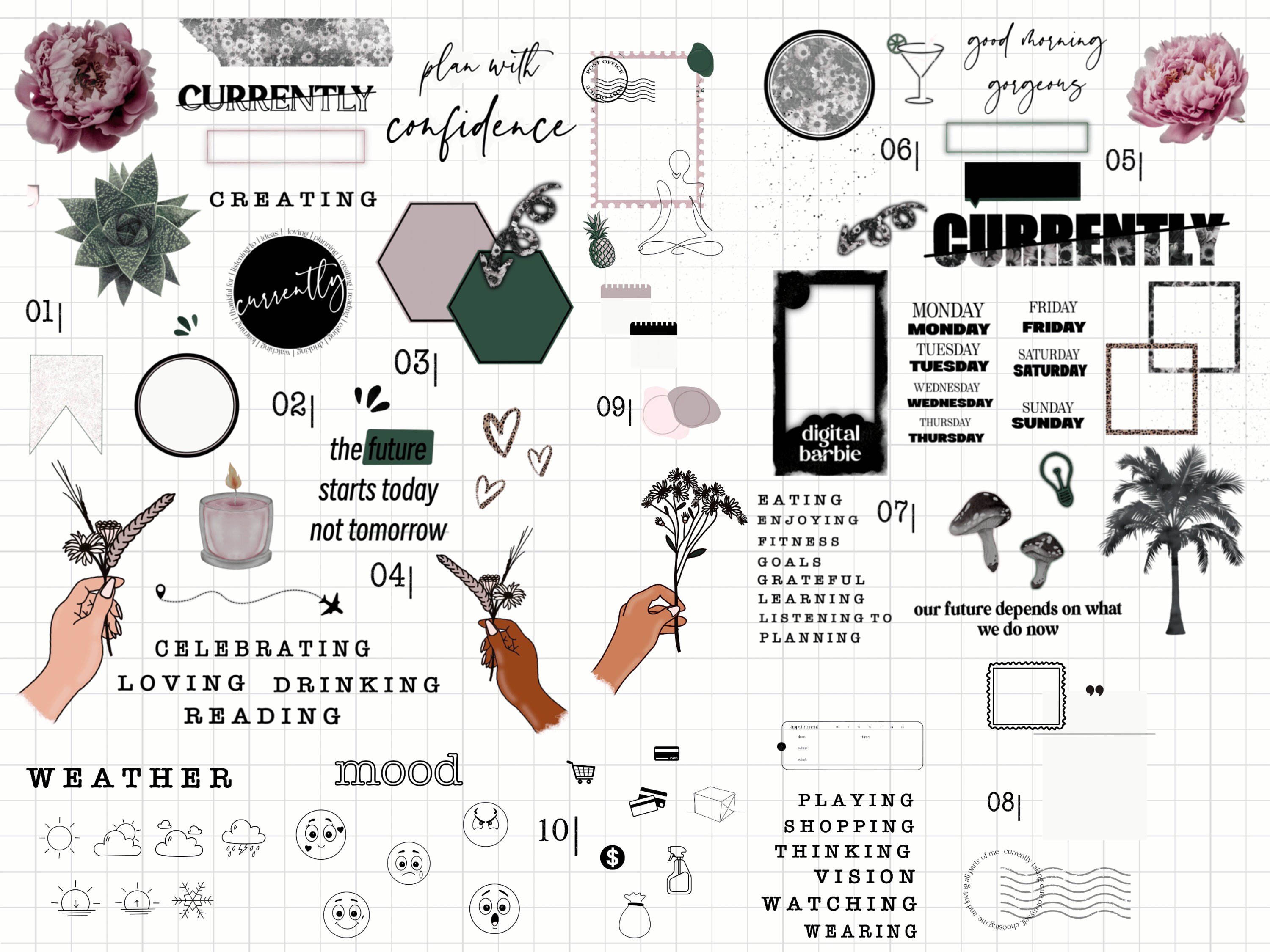 Currently Collection | Goodnotes Precropped Stickers | Digital Planner ...