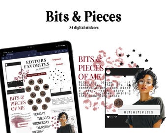 Bits & Pieces | Journal and Planning Stickers | Goodnotes amd Noteful Precropped Stickers | Digital Planner Stickers | Individual PNGs