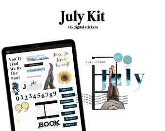 July Kit | Journal Stickers | Goodnotes and Noteful Precropped Stickers | Digital Planner Stickers | Individual PNGs