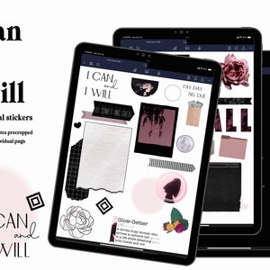 I can and I will and Journal Prompts | Goodnotes Precropped Stickers | Digital Planner Stickers | Individual PNGs