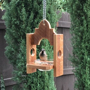 Hanging Wood Bird Feeder Bird House Hand Crafted Handmade Yard Patio Outdoor Garden