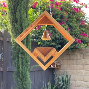 Hanging Wood Bird Feeder Bird House Hand Crafted Handmade Yard Patio Outdoor Garden