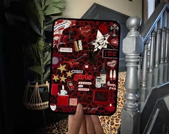 Inserto Kindle con adesivo leopardo rosso, inserto Kindle stampabile, inserto rosso, inserto estetico Dark Girl