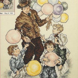 Saturday Evening Post Balloon Man Cross Stitch Ulotka SEPL006 autorstwa Stoney Creek HTF OOP