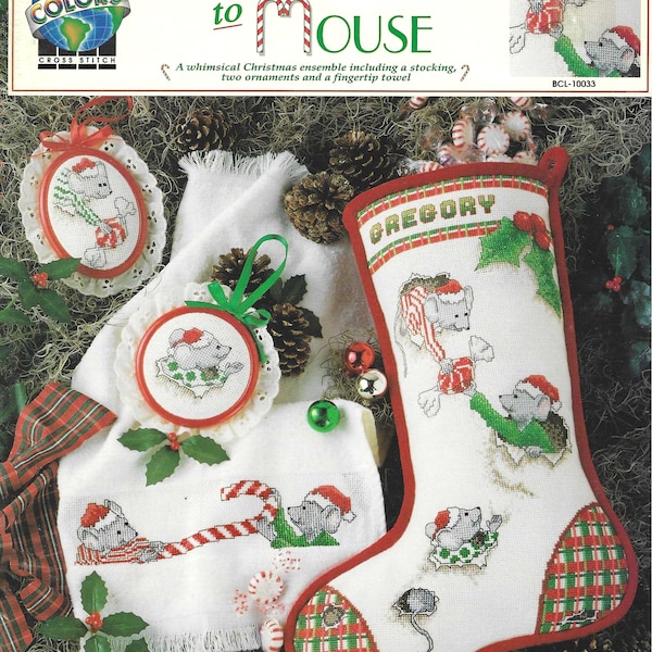 True Colors Mouse to Mouse Christmas Stocking by Darren Hatton Cross Stitch Pattern OOP New