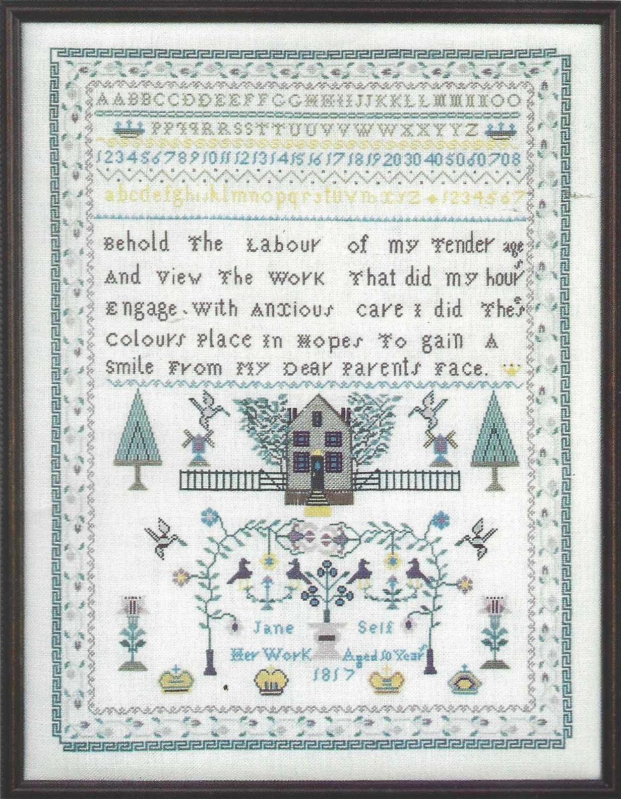 Anne Powell Heirloom Stitchery Jane Self Cross Stitch Sampler OOP New