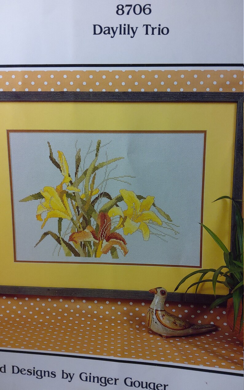 Ginger & Spice Daylily Trio Cross Stitch by Ginger Gouger OOP Etsy
