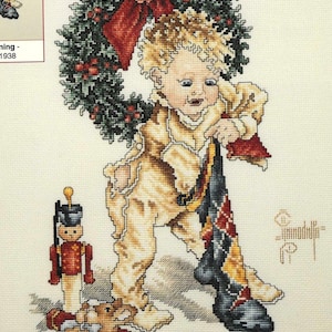 Ulotka z haftem krzyżykowym Saturday Evening Post Christmas Morning SEPL003 autorstwa Stoney Creek HTF OOP