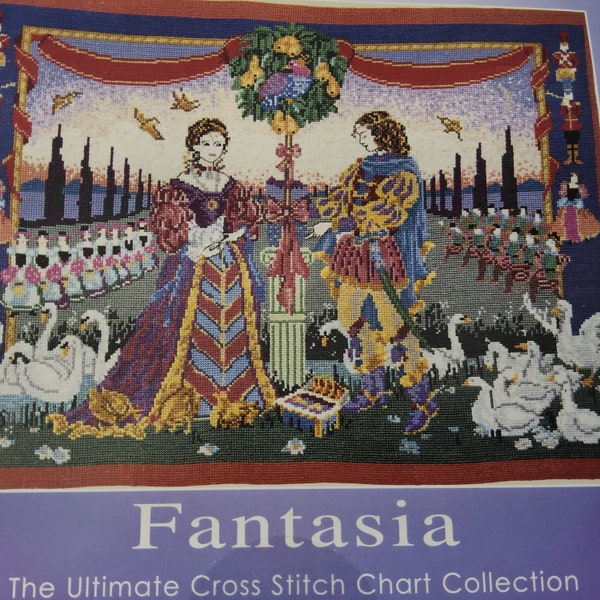 DMC Fantasia Twelve Days Of Christmas Medieval Lady and Knight Cross Stitch by DMC OOP Very Hard To Find New