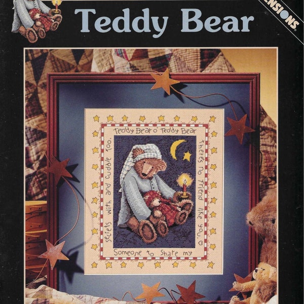 Dimensions Teddy Bear Cross Stitch Pattern by Teresa Kougt OOP New