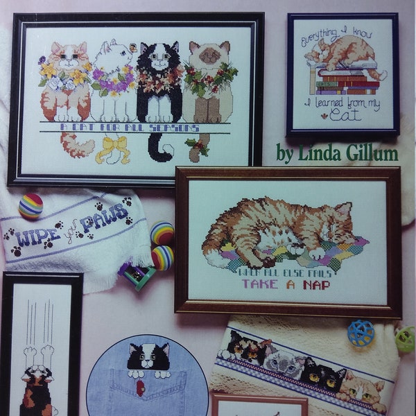 American School of Needlework ASN Cat Purr-sonalities  Cross Stitch Book 3588 OOP New