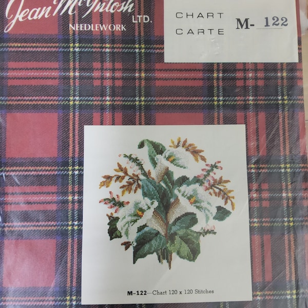 Jean McIntosh Needworks White Lilies and Small Pink Flowers Floral Bouquet Chart M-122 Cross Stitch Pattern OOP VHTF