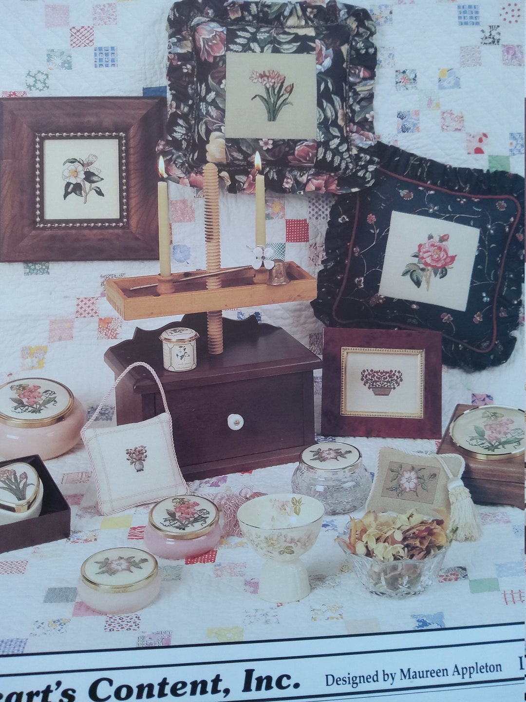 The Hearts Content Stylized Florals Cross Stitch Pattern by Maureen