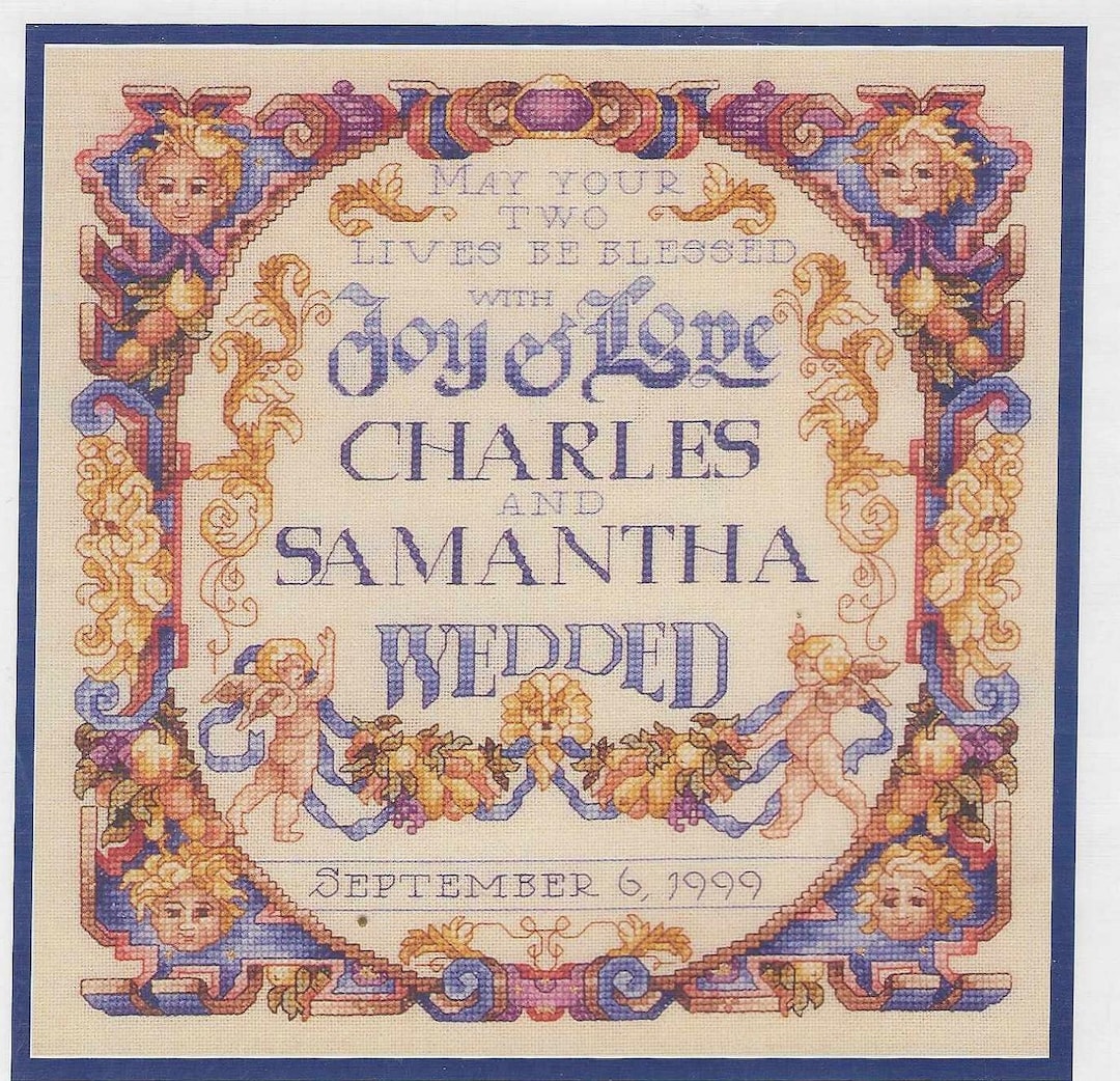 Vermillion Stitchery Joy & Love Wedding Sampler Cross Stitch Pattern ...