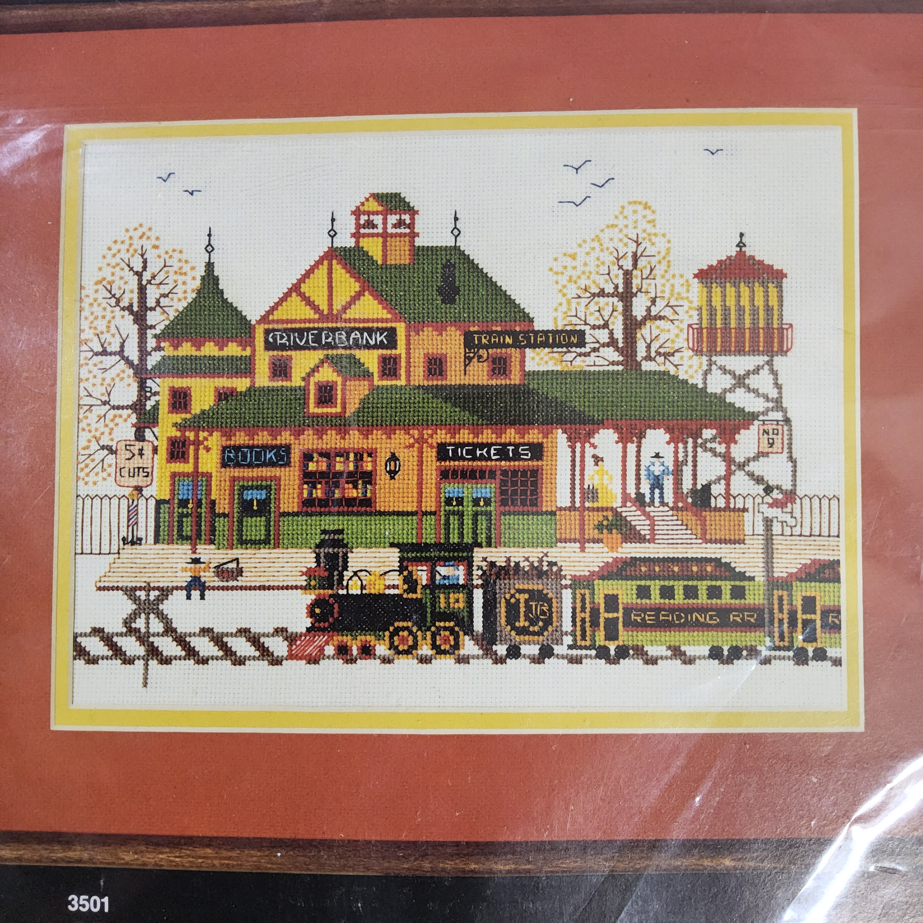 RARE WYSOCKI VILLAGE SHOPS CREWEL EMBROIDERY KIT CLOTHIERS FLORIST  RESTAURANT