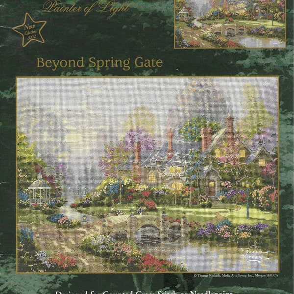 Thomas Kinkade Beyond Spring Gate Cross Stitch Pattern by Thomas Kinkade OOP