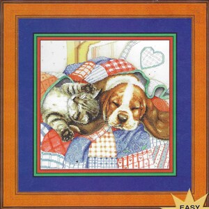 Cross My Heart Quilted Heaven  by Debbie Cook Cross Stitch Book 275 Cute puppy and kitten