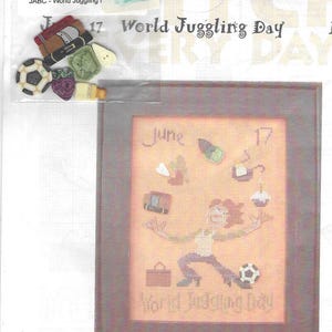 Just Another Button Company World Juggling Day Cross Stitch Buttons and Pattern