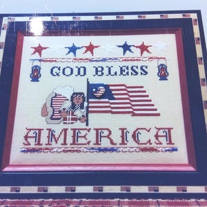 Sale Something in Common God Bless America Cross Stitch Sampler OOP