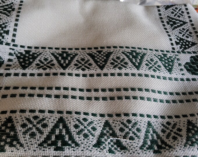 18 Count Cross Stitch Afghan Fabric White With Forest Green Etsy