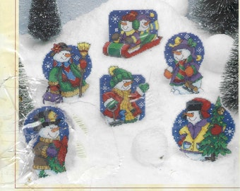 Dimensions Frosty Friends Snowmen Christmas Ornaments Cross Stitch Kit New