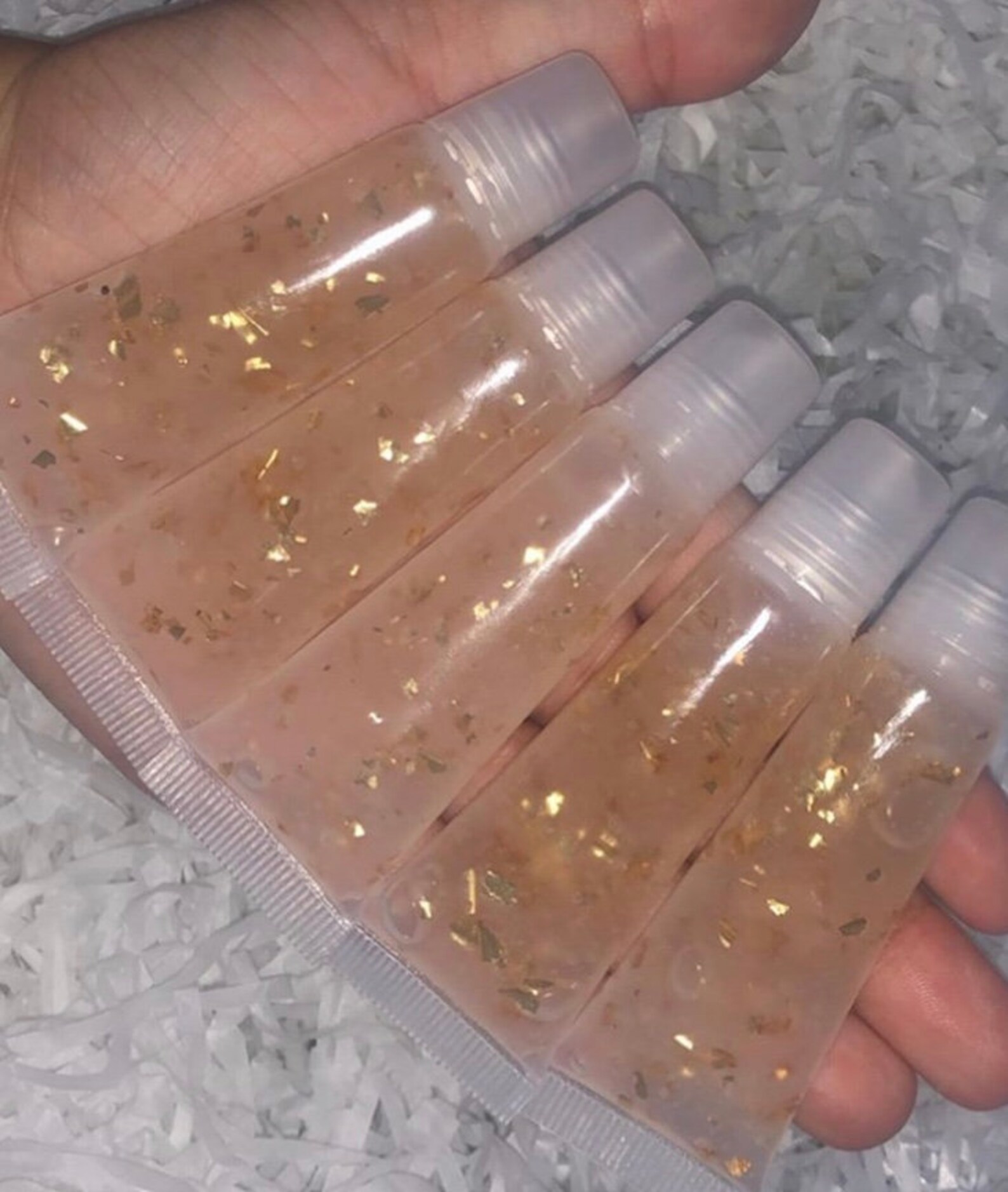 Clear lip gloss with gold flakes vegan cruelty free not Etsy