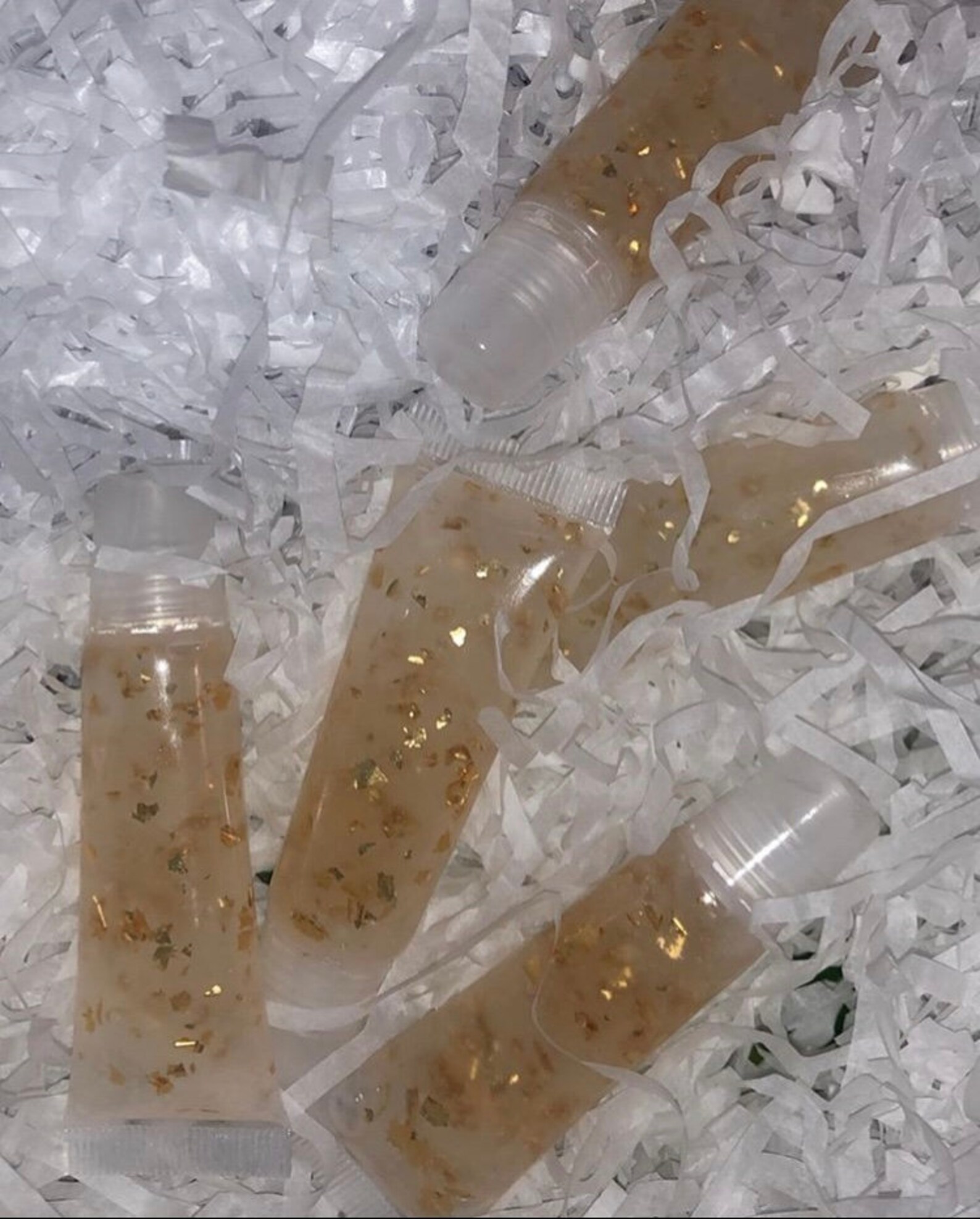Clear lip gloss with gold flakes vegan cruelty free not Etsy