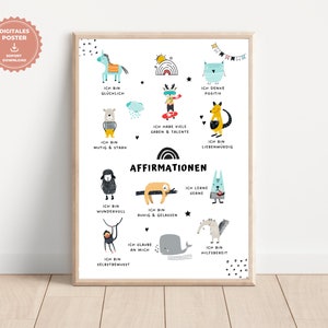 Cartel de afirmación para niños, cartel, mentalidad positiva, afirmaciones, creencias, confianza en uno mismo, regalo, habitación infantil, DIGITAL