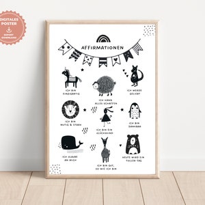 Cartel de afirmación para niños, cartel, mentalidad positiva, afirmaciones, creencias, confianza en uno mismo, regalo, habitación infantil, DIGITAL