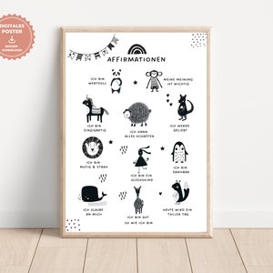 Cartel de afirmación para niños, cartel, mentalidad positiva, afirmaciones, creencias, confianza en uno mismo, regalo, habitación infantil, DIGITAL